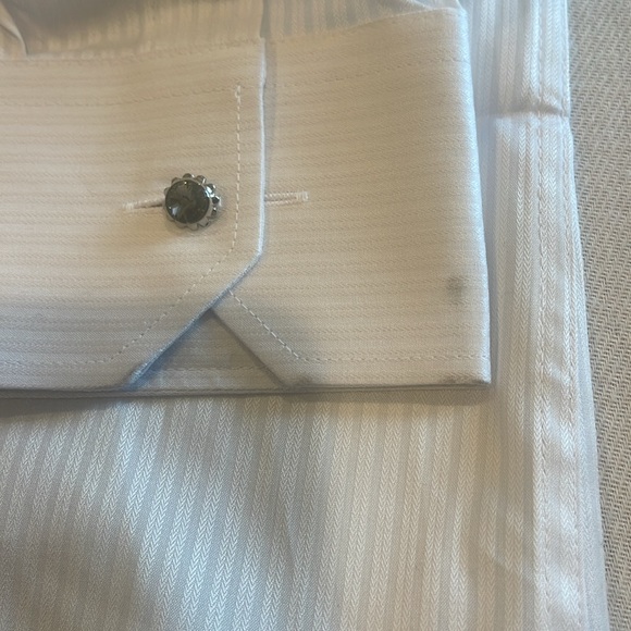 B25034 Nina Ricci Monsieur Paris Men's White Stripe Dress Shirt Size 105 - Picture 5 of 14